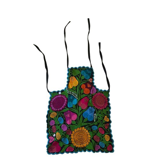 Mexican flowered embroidered apron B3 - Picture 4 of 4